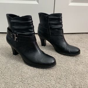 Black buckle booties